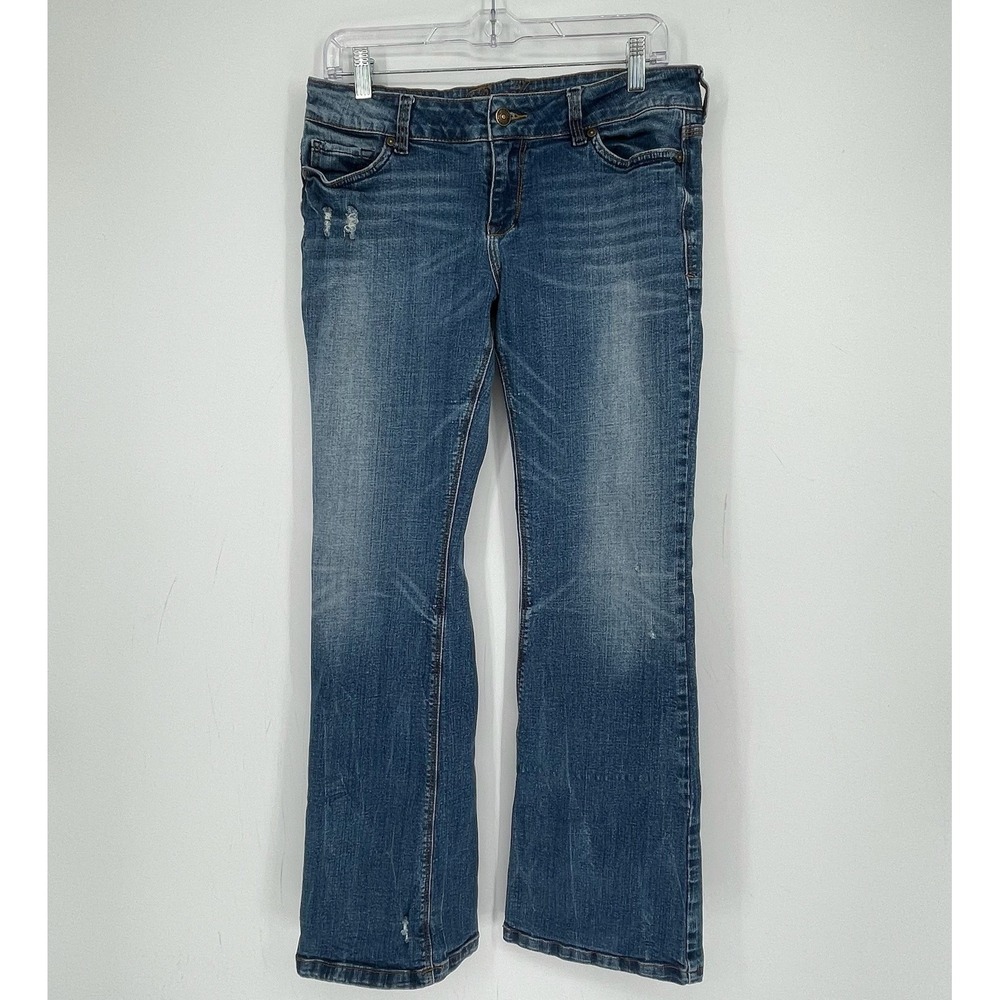 dELiA*s Junior's Y2K Vintage Blue Distressed Bootcut Jeans Size 11/12R
